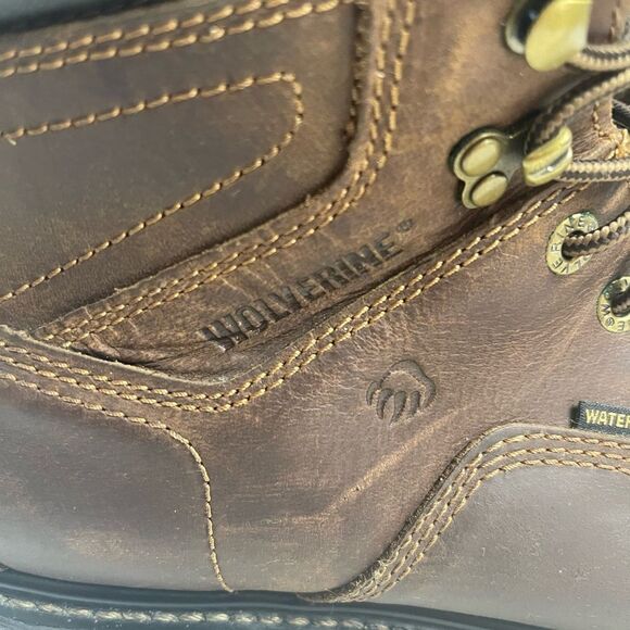 Wolverine Men SZ 12M Leather Brown Boots Work Composite Toe Waterproof  W10104 main image 15